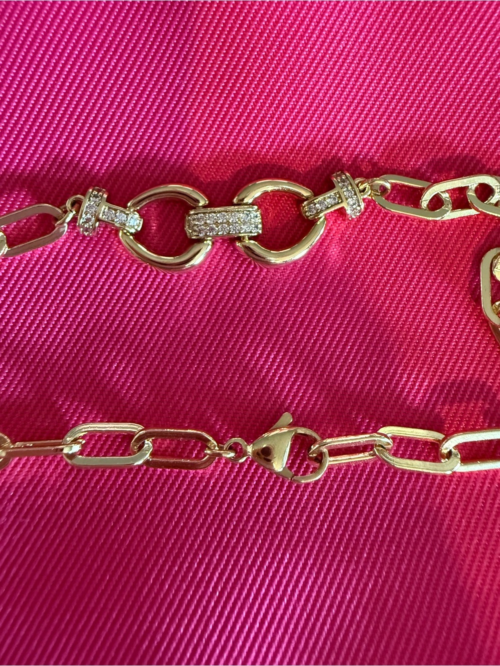 Gold-Tone Link necklace with Pave Accent - Women's Jewelry 20”.